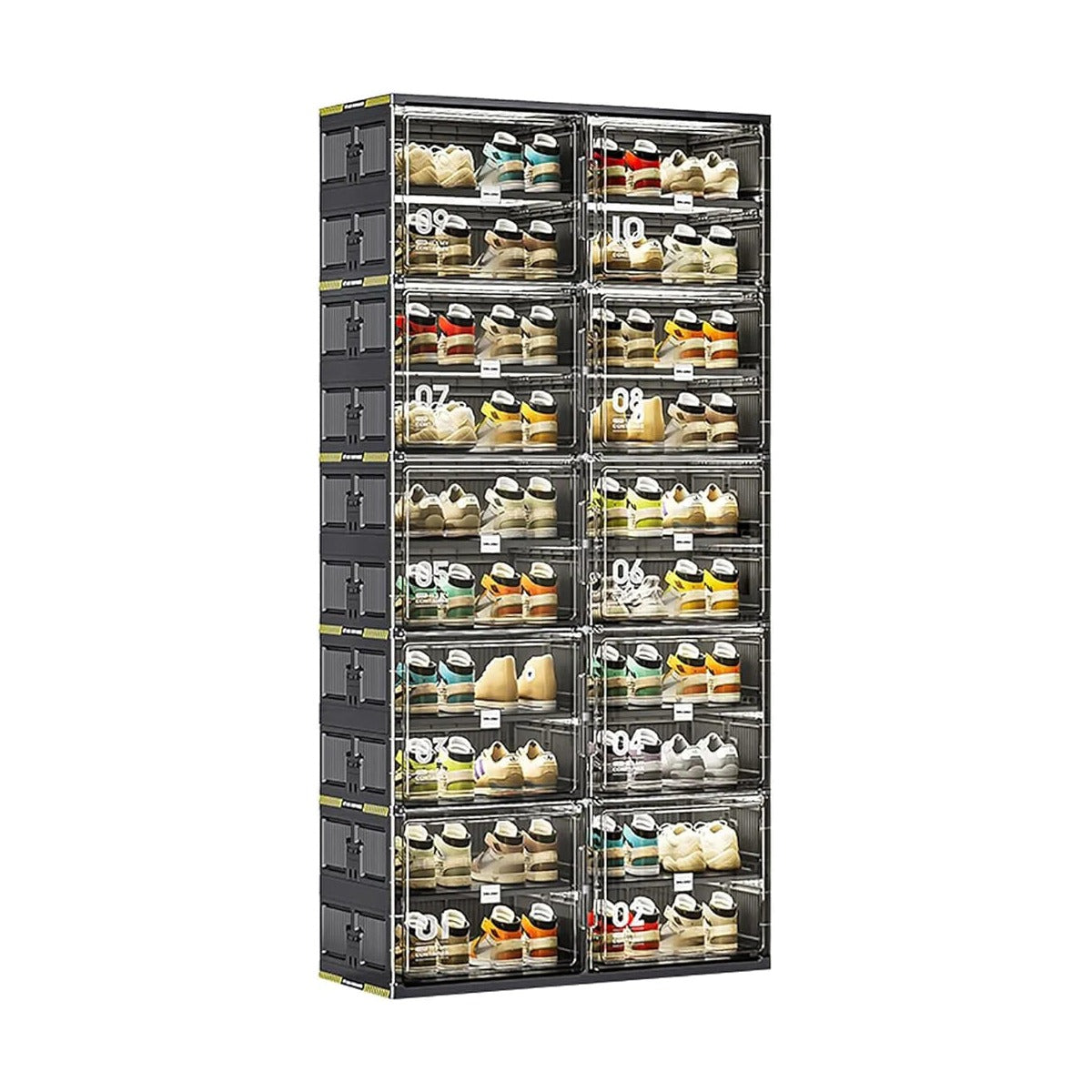 Foldable Shoe Storage Cabinet Rack, Multi-Layer Shoe Organizer Shelf With Doors