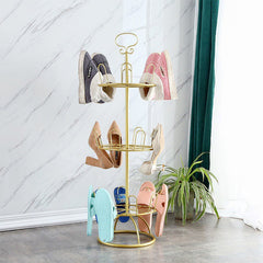 Shoe Rack Outdoor Balcony Iron Metal Rotary Slipper Rack Floor Type Multifunctional Shoe Rack