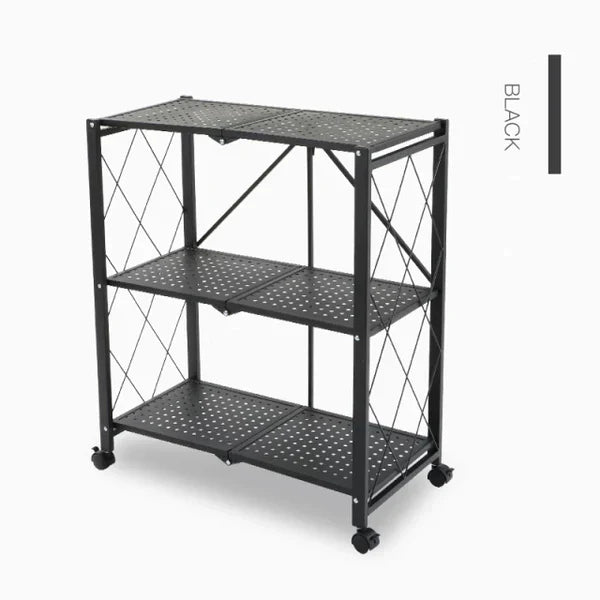 Multi Tier Foldable Storage Rack with Movable Wheel