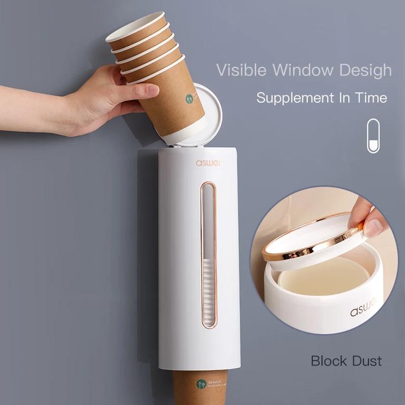 Automatic Cup Dispenser Holder Wall Mounted Disposable Cup Storage