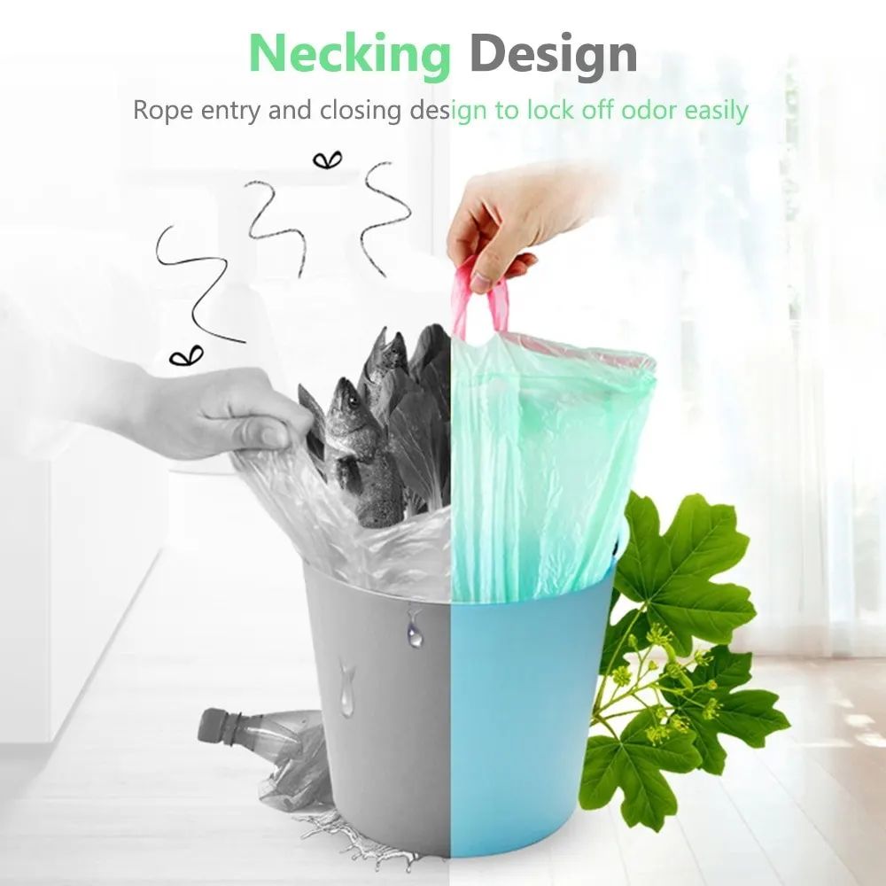 75 PCS x Drawstring Garbage Bag, Disposable Strong Thicken Trash Bag