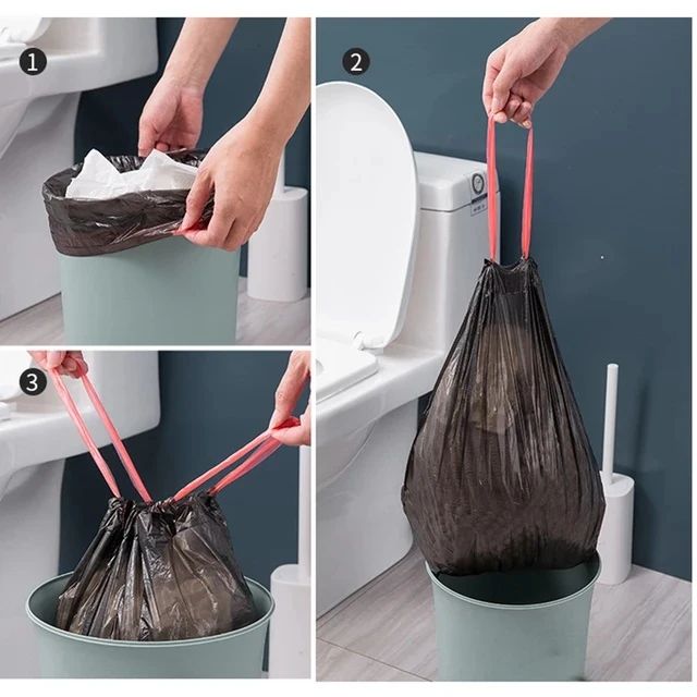 75 PCS x Drawstring Garbage Bag, Disposable Strong Thicken Trash Bag