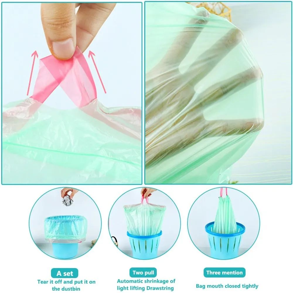75 PCS x Drawstring Garbage Bag, Disposable Strong Thicken Trash Bag