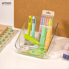 3-Section Clear Drawer Organizer, Storage Rack for Makeup & Office Supplies
