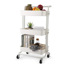 3-Tier Trolley Cart Organizer - Stackable Basket Rack for Kitchen and Pantry Storage