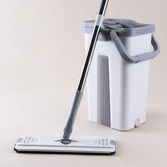 360° 2in1 Flat Mop - Self-Wash And Squeeze Dry Flat Mop With Bucket 2 Mop Pads