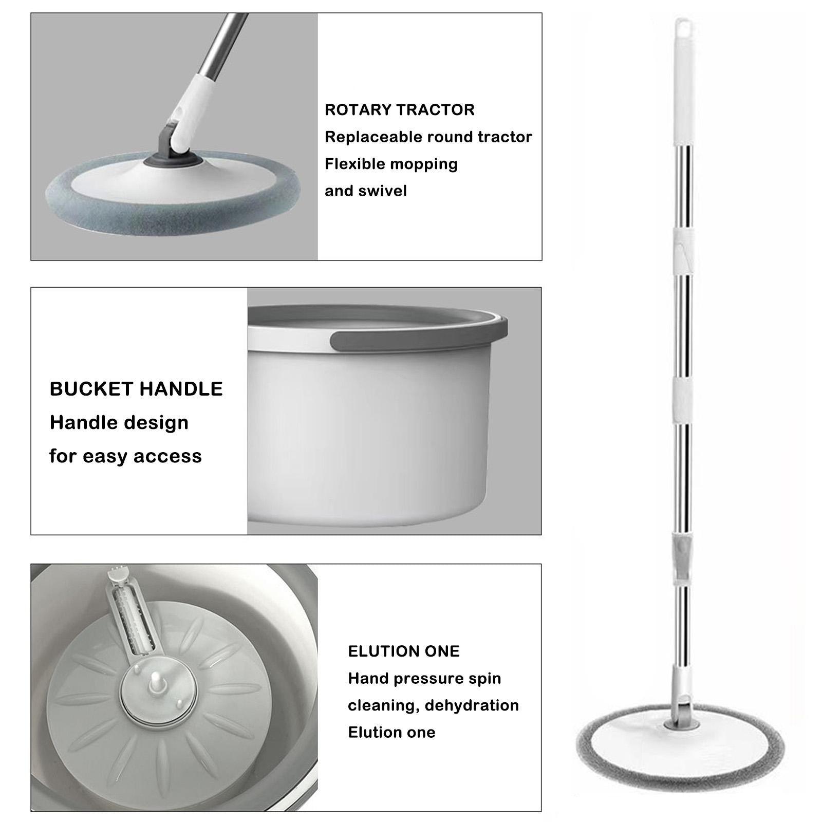 360° Spin Mop and Bucket Set - Self-Separating System, 2 Microfiber Pads, For Floor Cleaning