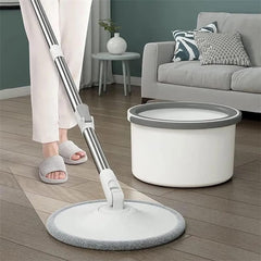 360° Spin Mop and Bucket Set - Self-Separating System, 2 Microfiber Pads, For Floor Cleaning