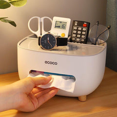 ECOCO Multifunctional Tissue Organizer Box with Remote Control Storage