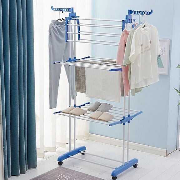 Folding 3 Layer Cloth Drying Rack Stand, Laundry Hanger Stand Indoor, Outdoor