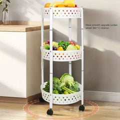 3 Layer Kitchen Trolley, Rolling Utility Cart, Foldable Kitchen Storage Rack