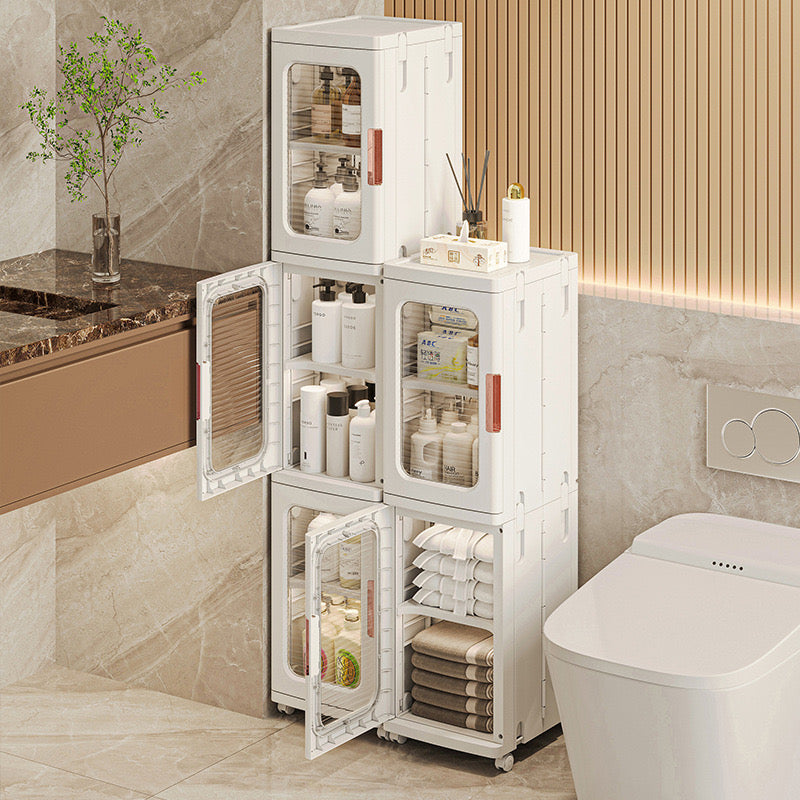 Narrow Tall Floor Storage Cabinet for Small Spaces with Doors and Wheels for  Bathroom, Kitchen, Pantry
