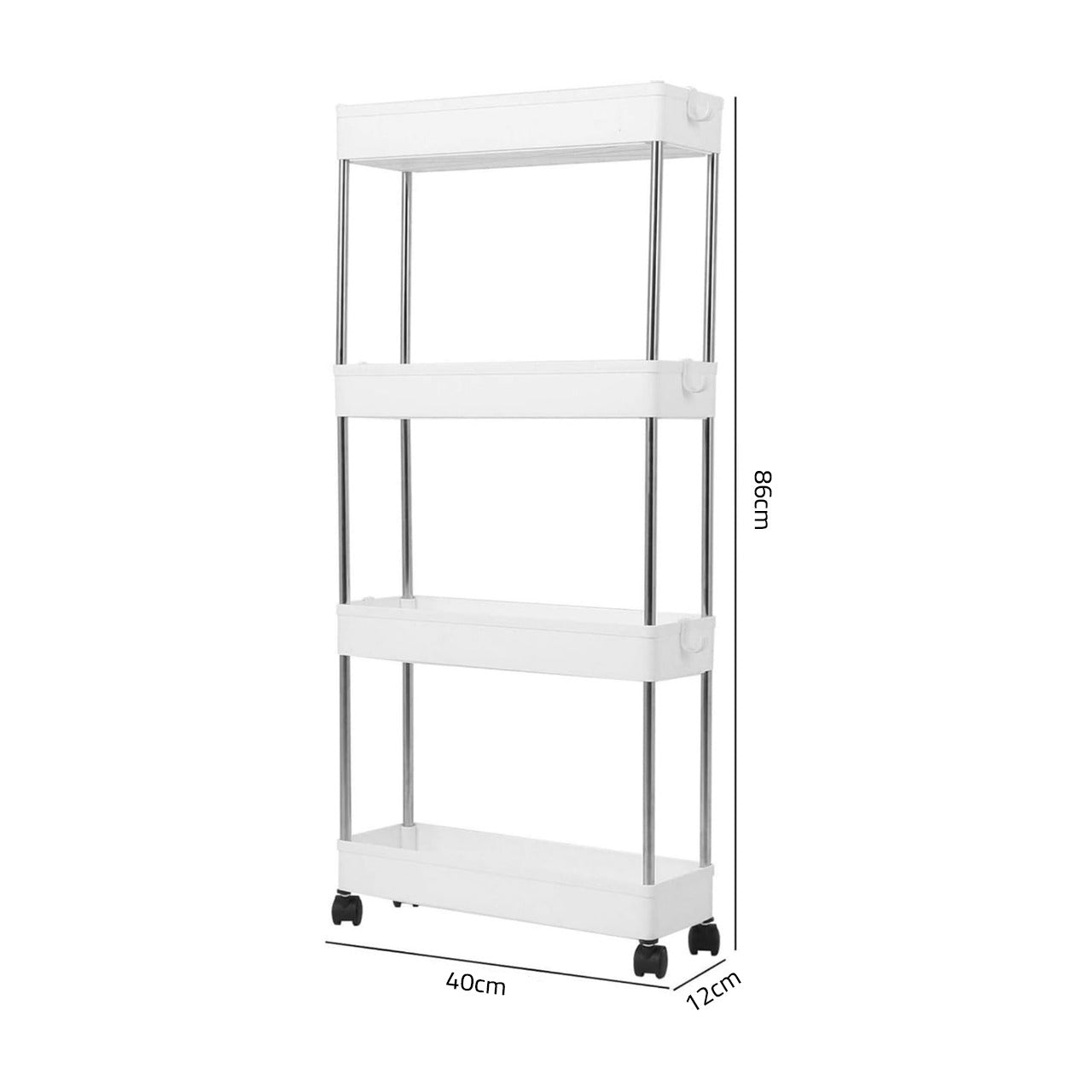 4-Tier Kitchen Shelf Trolley Rack, Multi-functional Storage Organizer Cart