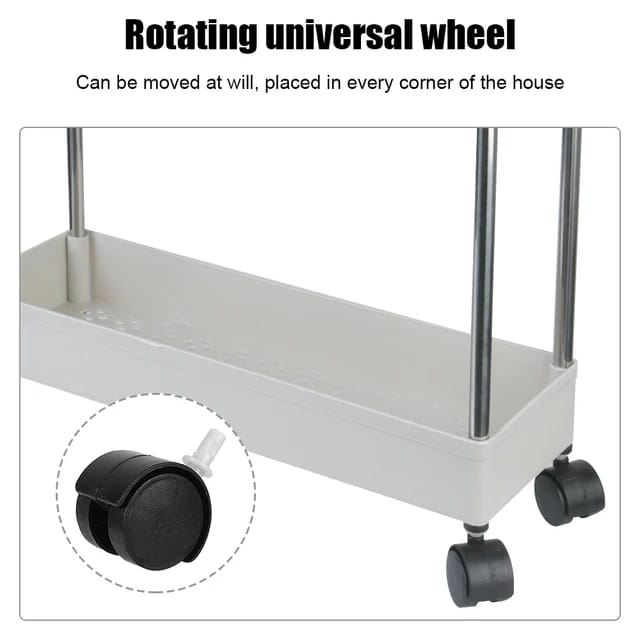 4-Tier Kitchen Shelf Trolley Rack, Multi-functional Storage Organizer Cart