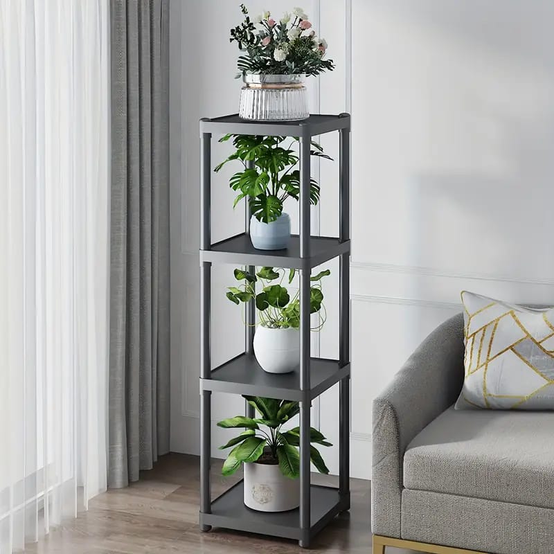 4- Tier Flower Rack Stand, Floor Mounted Indoor & Outdoor Plant Organizer Shelf