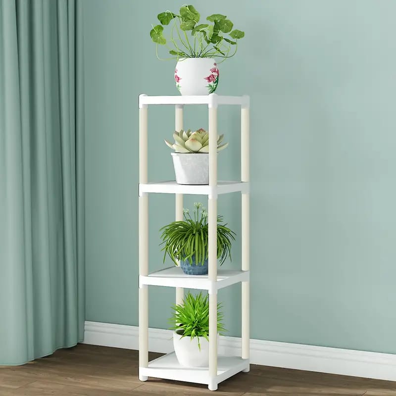 4- Tier Flower Rack Stand, Floor Mounted Indoor & Outdoor Plant Organizer Shelf