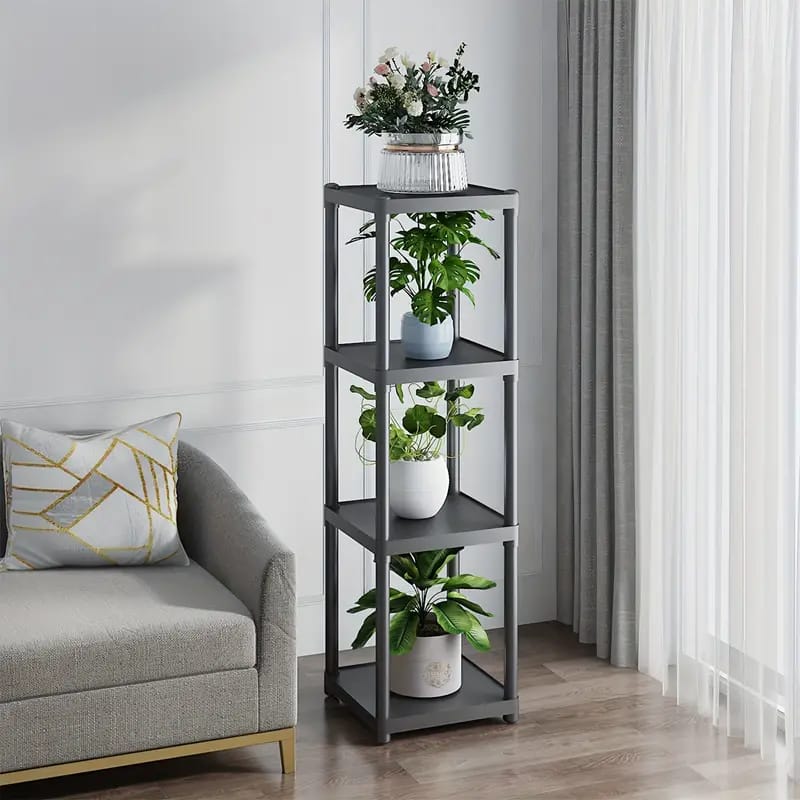 4- Tier Flower Rack Stand, Floor Mounted Indoor & Outdoor Plant Organizer Shelf
