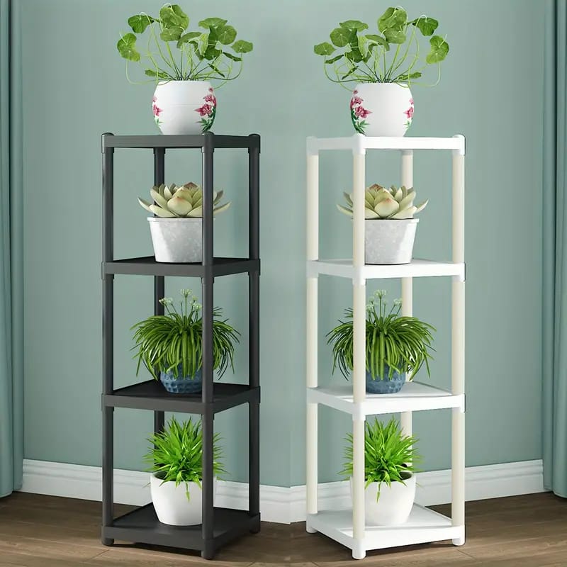 4- Tier Flower Rack Stand, Floor Mounted Indoor & Outdoor Plant Organizer Shelf