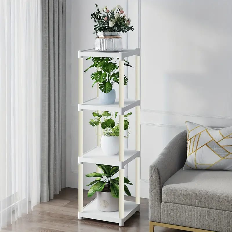 4- Tier Flower Rack Stand, Floor Mounted Indoor & Outdoor Plant Organizer Shelf