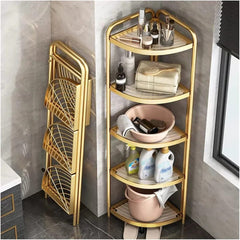 5-Tier Corner Storage Rack, Folding Shelf Stand For Bathroom, Kitchen, Living Room