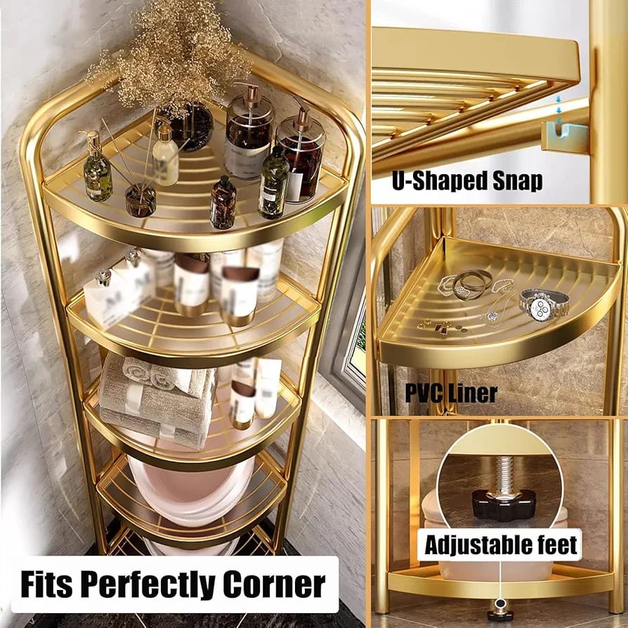5-Tier Corner Storage Rack, Folding Shelf Stand For Bathroom, Kitchen, Living Room