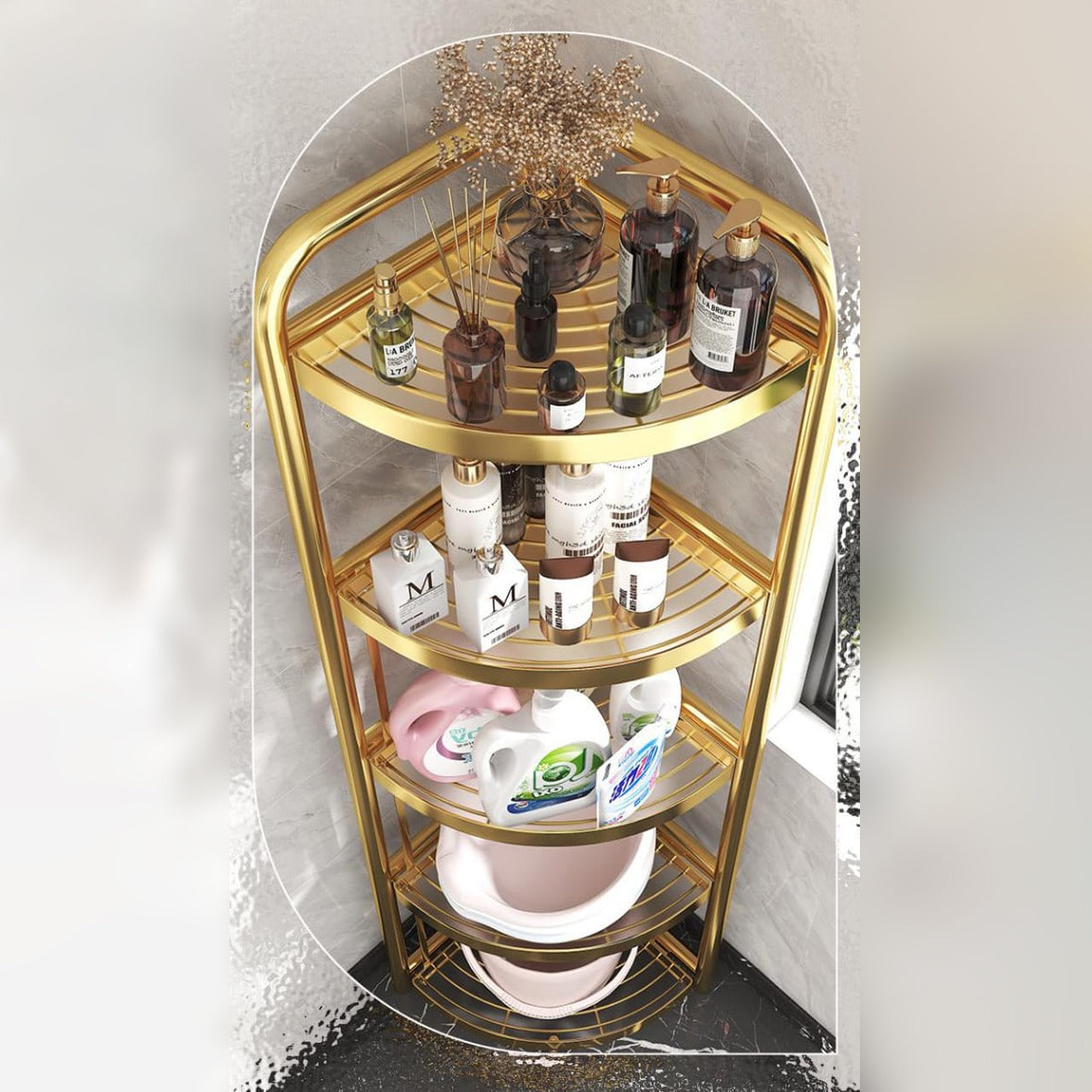5-Tier Corner Storage Rack, Folding Shelf Stand For Bathroom, Kitchen, Living Room