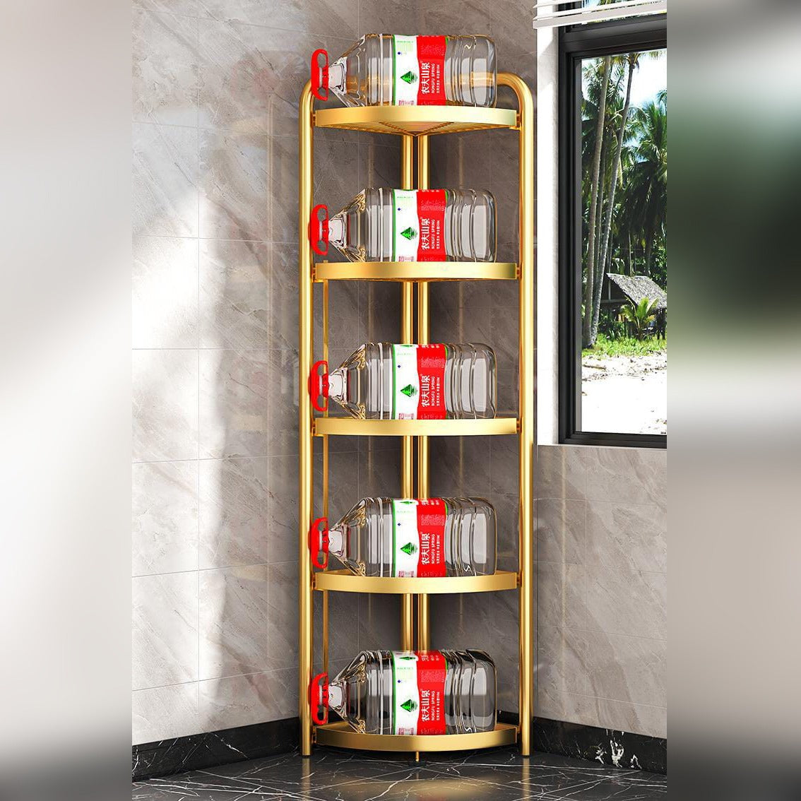 5-Tier Corner Storage Rack, Folding Shelf Stand For Bathroom, Kitchen, Living Room