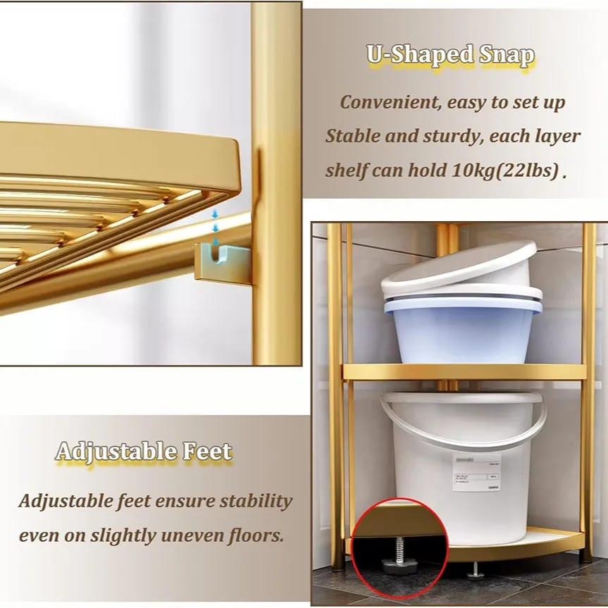 5-Tier Corner Storage Rack, Folding Shelf Stand For Bathroom, Kitchen, Living Room