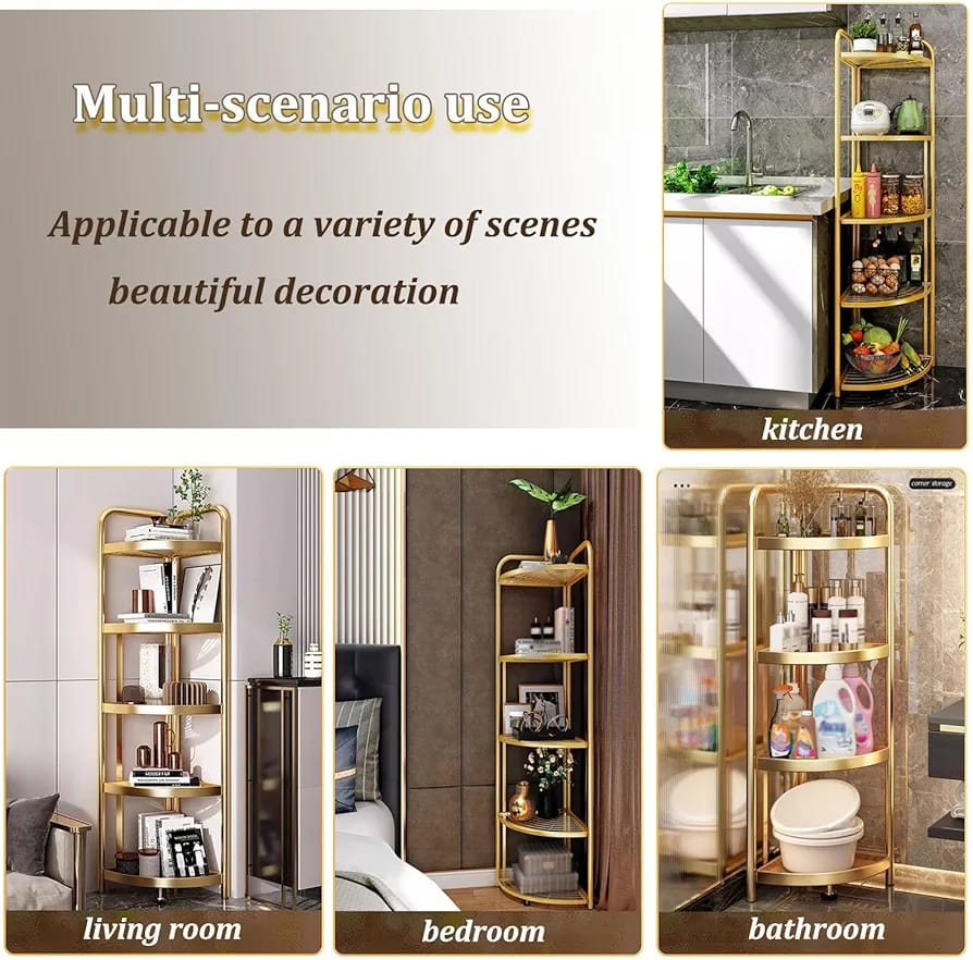 5-Tier Corner Storage Rack, Folding Shelf Stand For Bathroom, Kitchen, Living Room