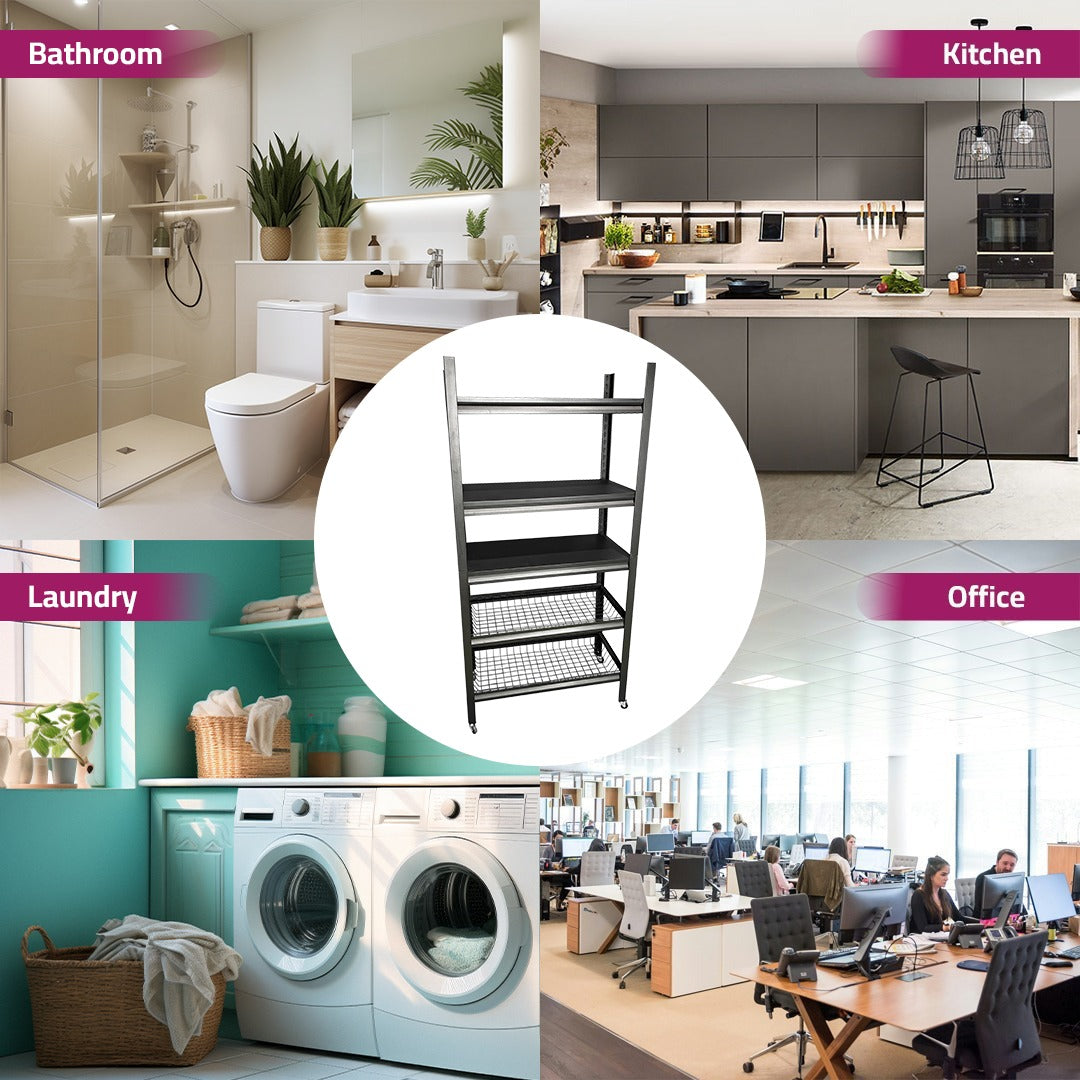 5 -Tier Storage Shelf, Utility Rack, Storage Organizer Stand for Kitchen, Bathroom, Office