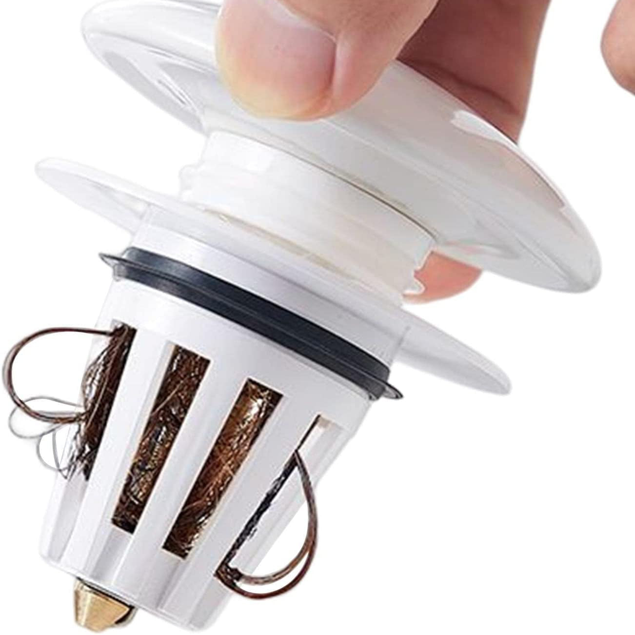 Bathroom Sink Stopper Drain Filter with Hair Catcher, Basin Ceramic Bounce Drain Push Type Sink Plug