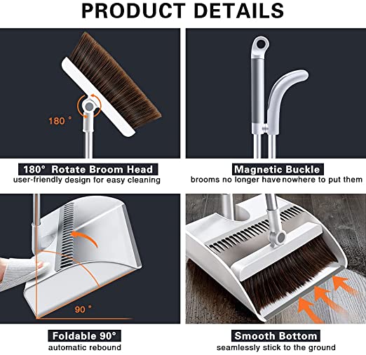 Magnetic Household Broom with Dustpan
