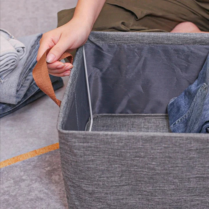 Large Storage Baskets for Shelves, Metal Frame Cloth Wardrobe Storage Organizer