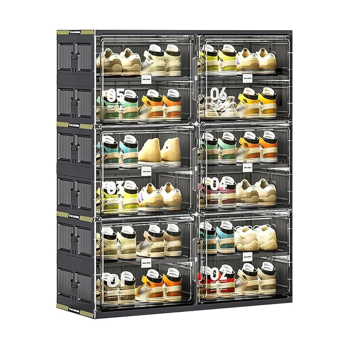 Foldable Shoe Storage Cabinet Rack, Multi-Layer Shoe Organizer Shelf With Doors
