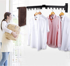 Extendable Wall Mount Clothes Drying Rack, Retractable Collapsible Drying Hanger