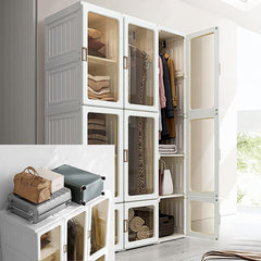 Portable Closet Clothes Wardrobe Storage Organizer with Doors