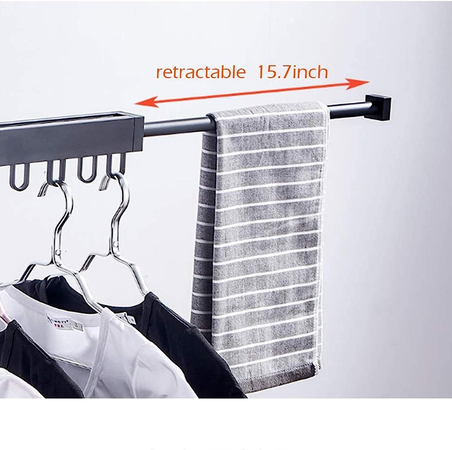 Extendable Wall Mount Clothes Drying Rack, Retractable Collapsible Drying Hanger
