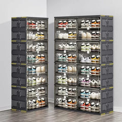 Foldable Shoe Storage Cabinet Rack, Multi-Layer Shoe Organizer Shelf With Doors