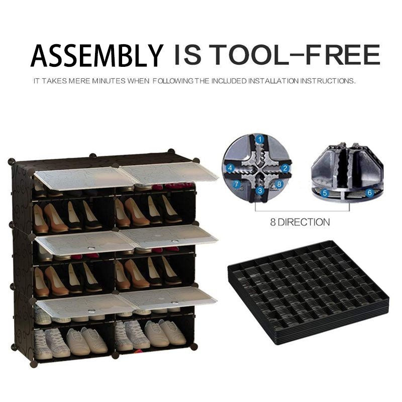 Multilayer Shoe Rack - Dustproof Shoes Cabinet with Doors