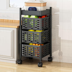 3 Tier Rotating Storage Kitchen Rack Shelf, Fruit Vegetable Organizer Utility Cart