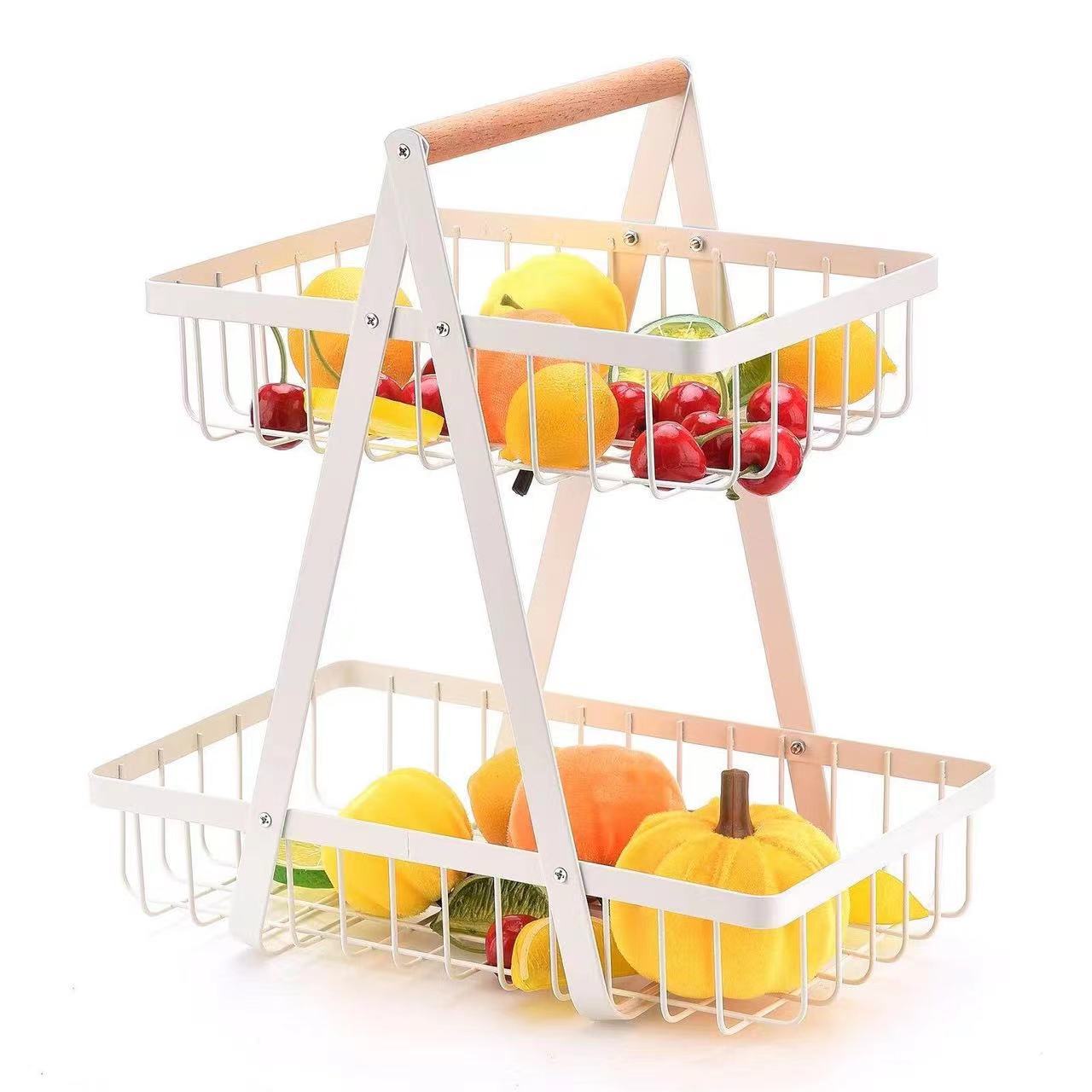 Multi-tier Countertop Fruit Vegetable Storage Basket Rack Shelf, Fruit Display Stand