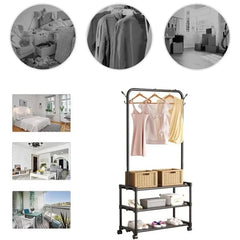 Multifunctional Cloth Rack with Shoe Stand, Garment Hanger, Coat and Hat Rack