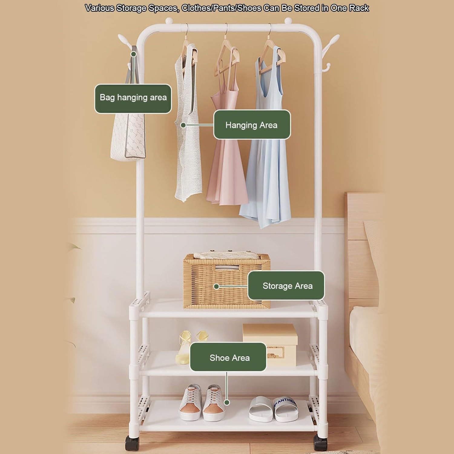 Multifunctional Cloth Rack with Shoe Stand, Garment Hanger, Coat and Hat Rack