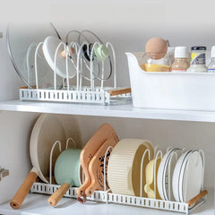 Expandable Pot and Pan Organizer Rack, Lid Holder – Adjustable Kitchen Storage Solution