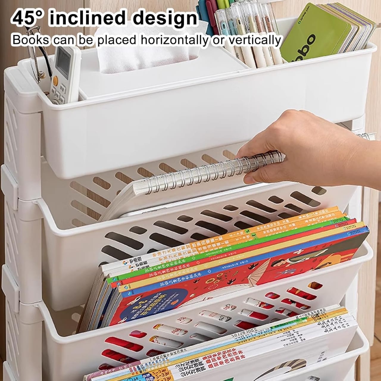 Multi-layer Movable Shelf, Bookshelf Rack Storage Organizer with Wheels