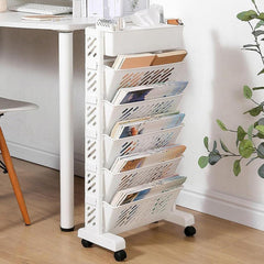 Multi-layer Movable Shelf, Bookshelf Rack Storage Organizer with Wheels