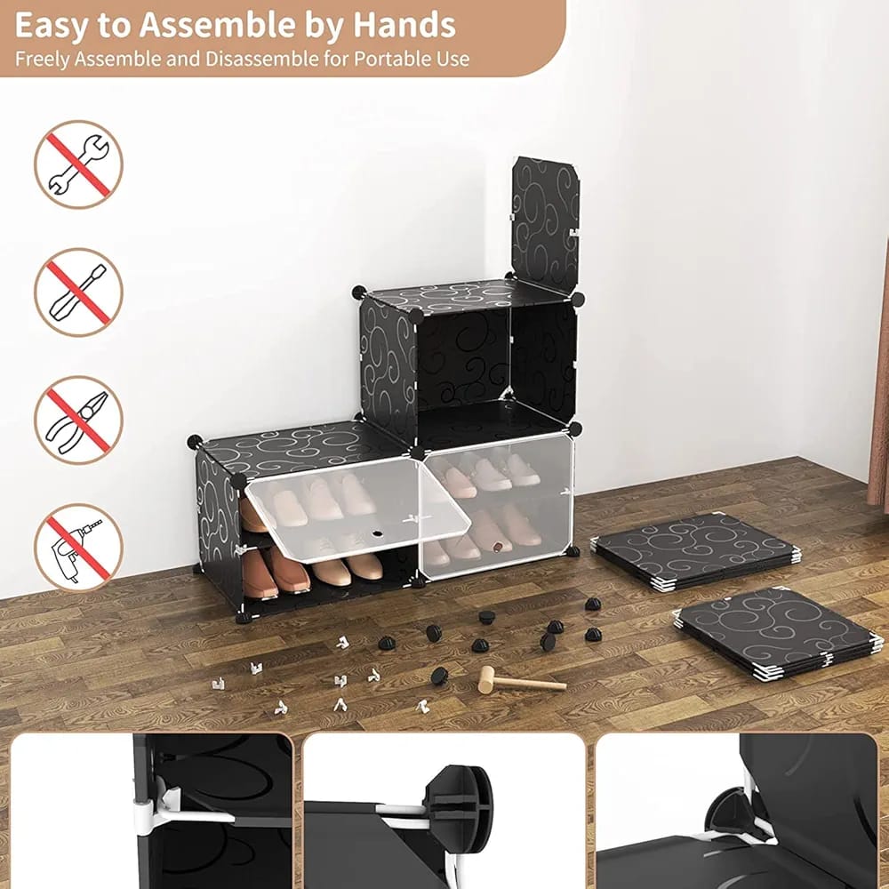 Shoe Storage Cabinet, Plastic Shoe Rack Organizer Shelf