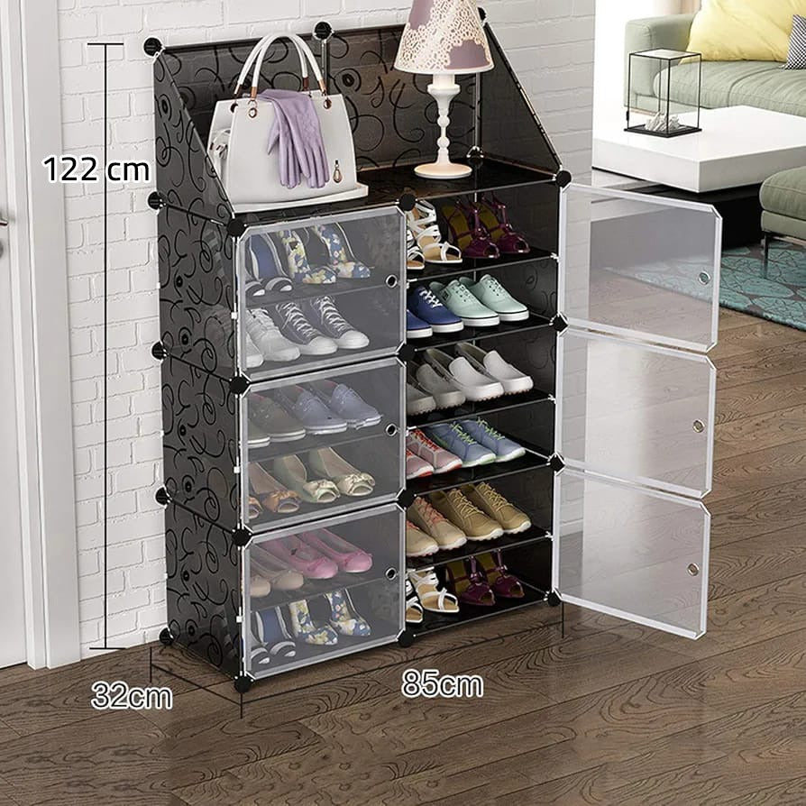 Shoe Storage Cabinet, Plastic Shoe Rack Organizer Shelf