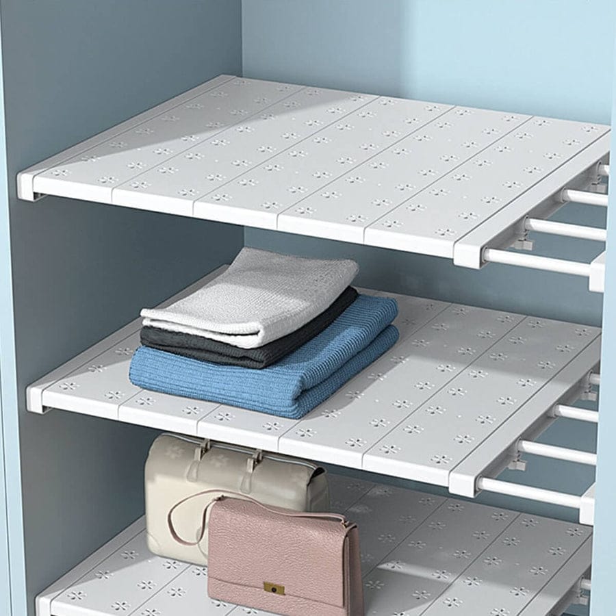 Expandable Closet Tension Shelf Divider - Adjustable Compartment Layered Partition