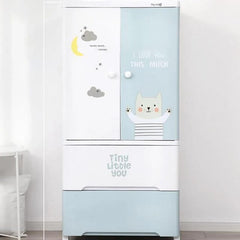Baby Multi-Layer Drawer Type Wardrobe Shelf, Children Storage Cabinet Organizer With Hanging Rack